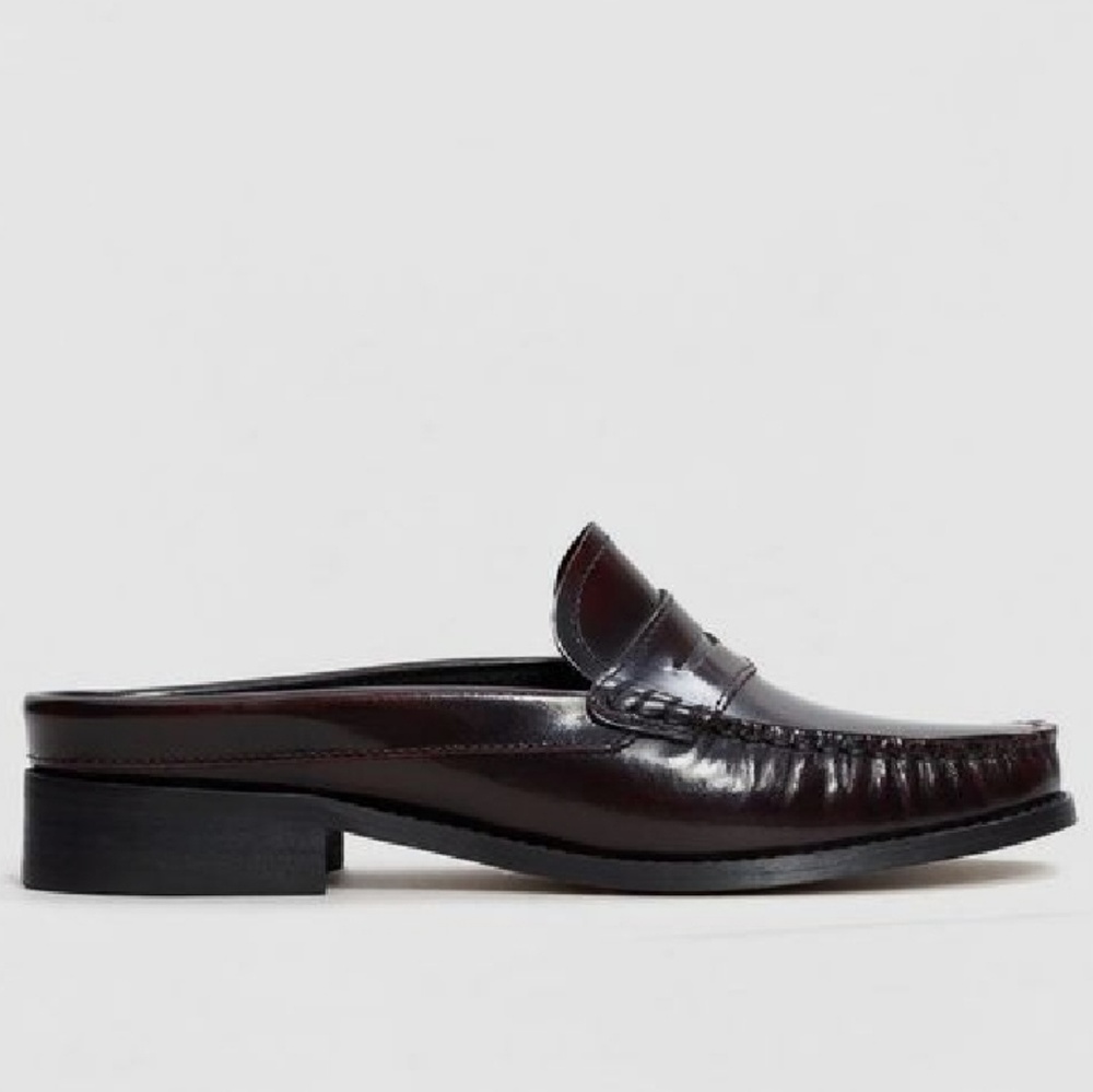 Mango slip on leather loafers